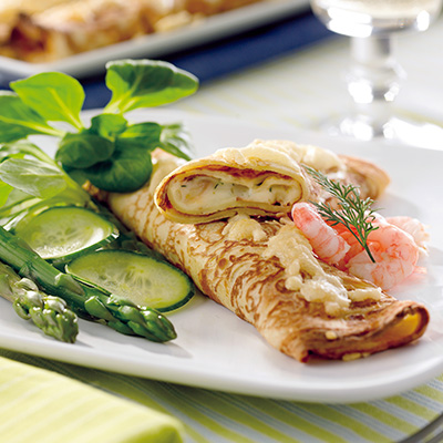 Crêpes with Lobster, Crab and Shrimp