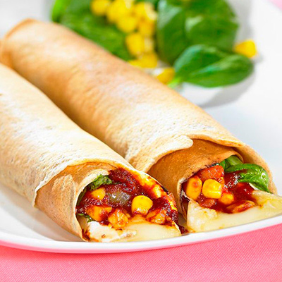 Caramelized Onion, Corn and Brie-stuffed Crêpes