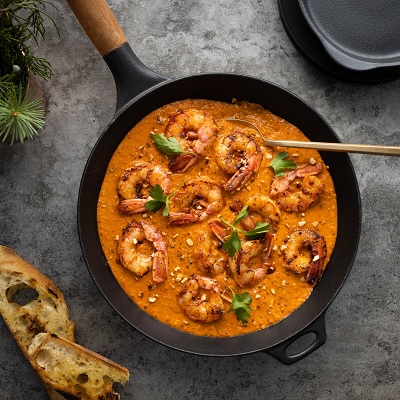 Spanish Style Shrimp with Creamy Red Pepper Sauce
