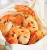 Crevettes aux fines herbes, en papillote