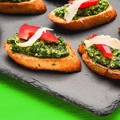 Tuscan Kale and White Bean Pesto Crostini