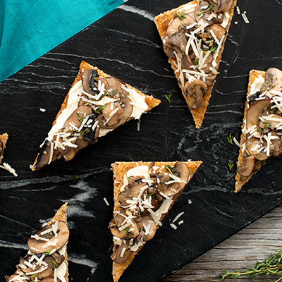 Mushroom Crostini with Thyme and Parmesan Cheese