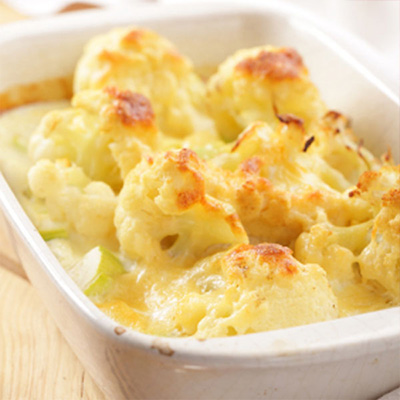 Cauliflower Gratin with Gouda and Cheddar