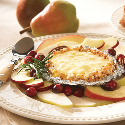 Baked Sir Laurier d'Arthabaska in nut crust
