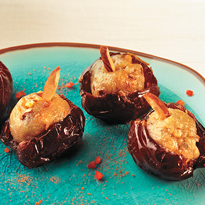 Dates Stuffed with Blue Cheese and Smoked Almonds