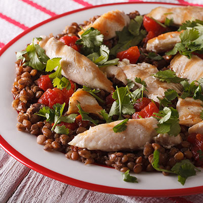 Émincé of Chicken with Lentils
