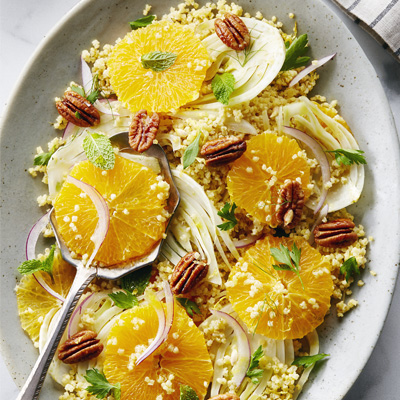 Shaved Fennel, Orange, Candied Pecans and Toasted Millets Shaved Fennel, Orange, Candied Pecans and Toasted Millet