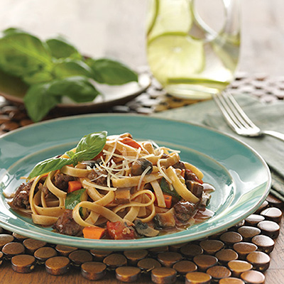 Chunky Beef ‘N Vegetable Fettuccine