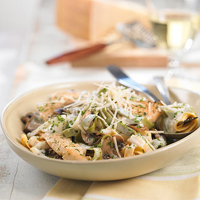 Fettuccine au poulet et champignons