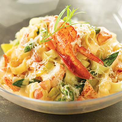 Creamy Fettuccine with Lobster, Asparagus and Le Douanier