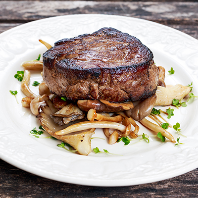 Grilled Filet Mignon with Portobellos and Pesto
