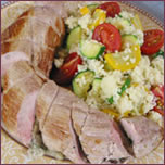 Raclette-Stuffed Pork Tenderloin with Maple Sauce