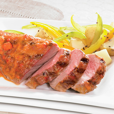 Maple-pepper-glazed Barbecue Veal Tenderloin with Grilled Vegetables