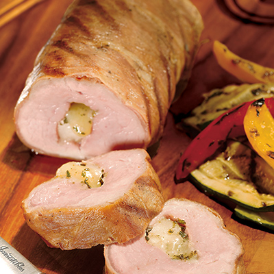 Grilled Pear and Cheddar Stuffed Pork Tenderloins