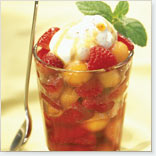 Fraises, cantaloup et framboises au poivre