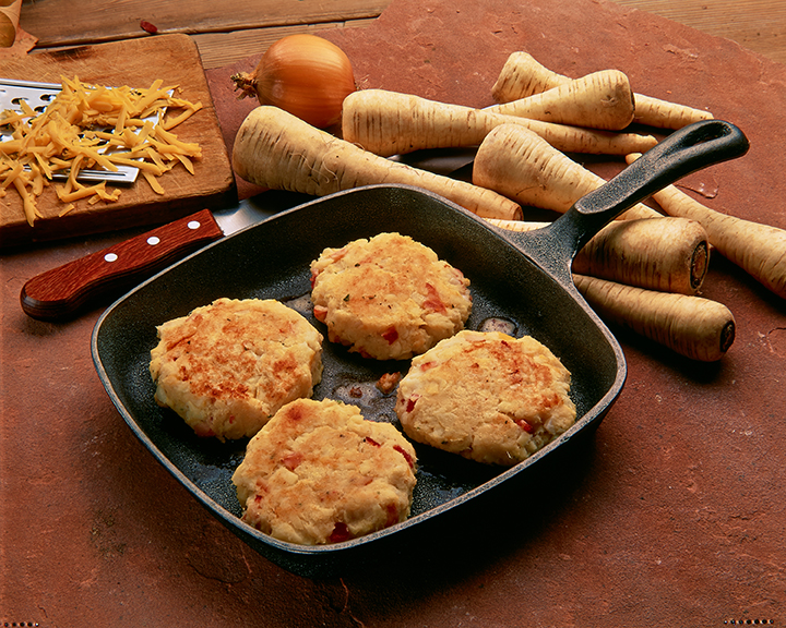 Galettes de panais au bacon et fromage