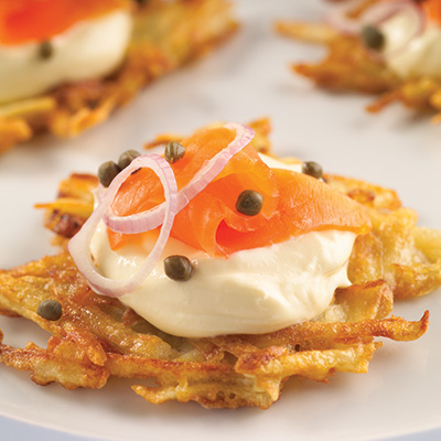 Potato latkes with smoked salmon