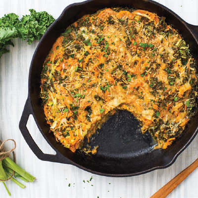 Kale and Sweet Potato Skillet Gratin