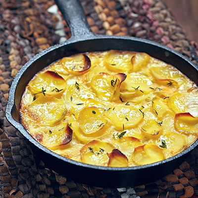 Potato Gratin with Spinach and Smoked Ham