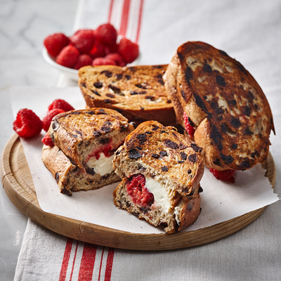 Cream Cheese, Raspberry and Honey Grilled Cheese on Chocolate Viennois Bread