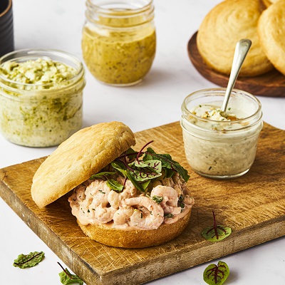 Guédilles revisitées aux crevettes