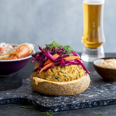 Spicy snow crab burger