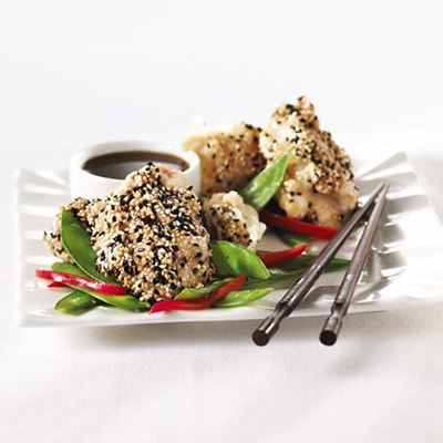 Chicken Thighs Tempura with Sautéed Snow Peas