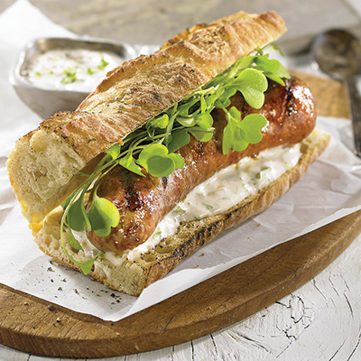 Chorizo Hot Dog, Cinnamon and Lemon Mayonnaise