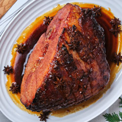 Star anise glazed ham