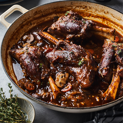 Beer braised lamb shanks