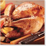 Young turkey stuffed with dried fruit, sausage meat and fresh thyme