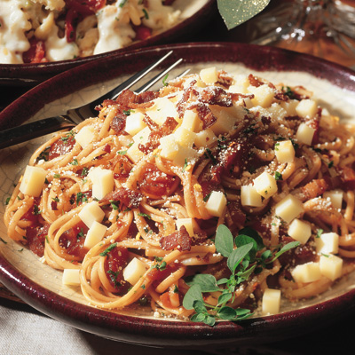 Linguini Pomodoro with Canadian Cheese and Crisp Bacon