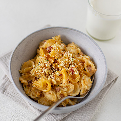 Macaroni and Cheese with Parmesan and Pancetta