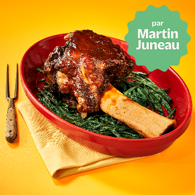Marteau de Thor braisé BBQ avec haricots verts rôtis