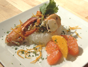 Lobster Flavoured Rice Medallions with Citrus Salsa