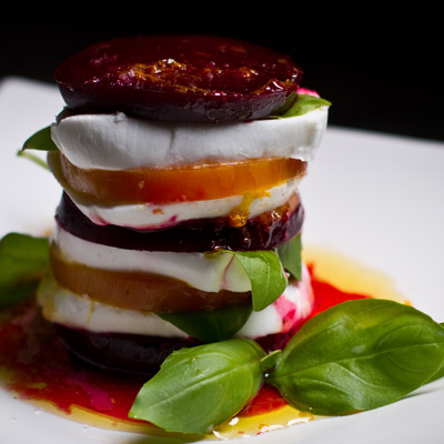 Beets Millefeuille with Mozzarella Cheese