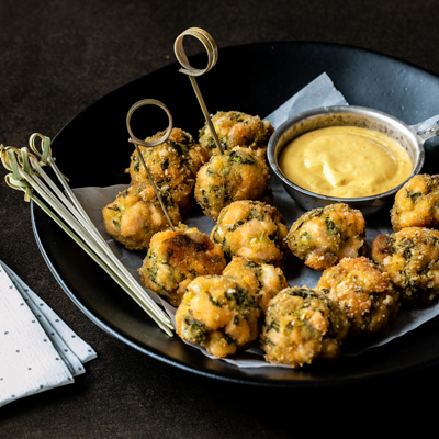 Mini Salmon Fritters with Mango Mayo