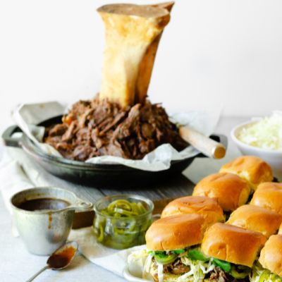 Thor’s hammer texan BBQ sliders with pickled jalapeños and creamy coleslaw