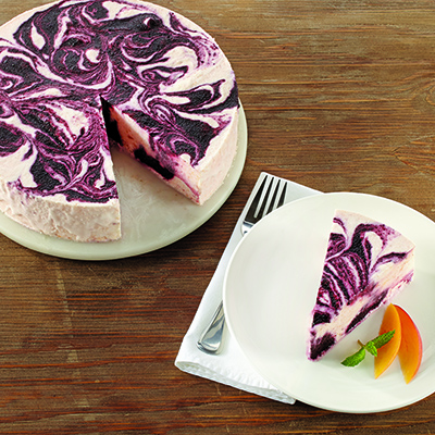 Frozen Peach Mousse with Blueberry Swirl