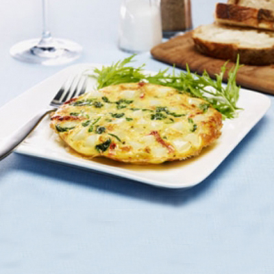 Potato, Spinach, and Dried Tomato Omelette