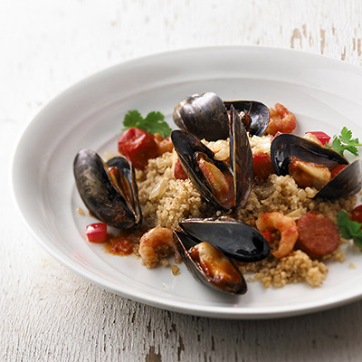 Millet Seafood and Chorizo Paella