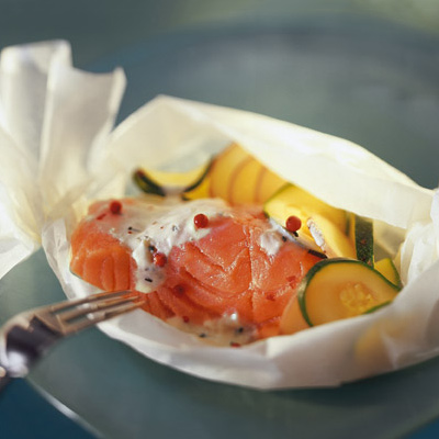 Zucchini, Potato and Salmon packets