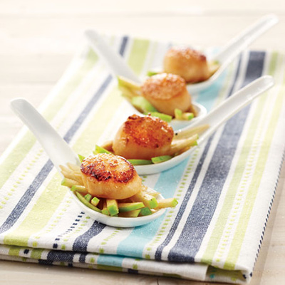 Seared Scallops on Green Apple and  Fennel