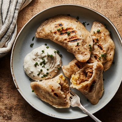 Vegan sausage Pierogies on the grill