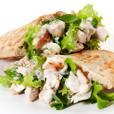 Pita Stuffed with Herbed Yogurt Chicken