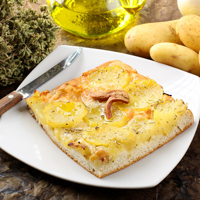 Savoury Potato, Mushroom and Leek Pizza