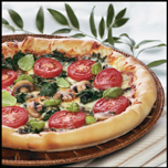 Mushroom-Spinach-Tomato Pizza