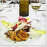 Grilled California Bartlett Pear and Radicchio Salad with Candied Red Onions and Champagne Vinaigrette