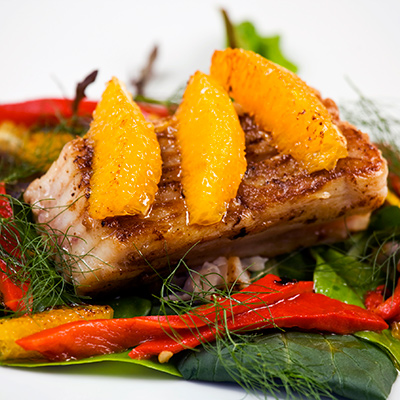 White fish with Spinach and Clementine Stuffing