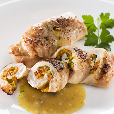 Chicken Breasts Stuffed with Bell Pepper and Summer Squash